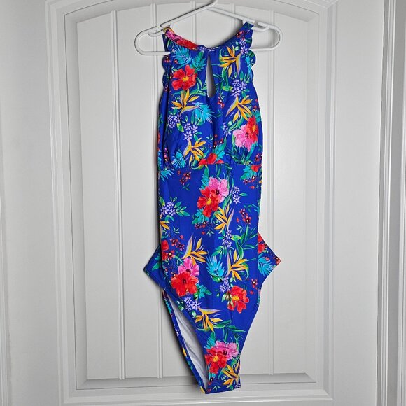 Cupshe Twilight Garden Tummy Control Cross Back One-Piece Royal / L -SOLD OUT - Picture 4 of 6